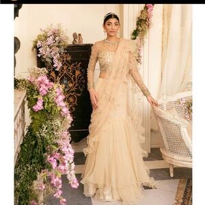 Nude lehenga saree wedding bridesmaid dress Indian Pakistani suit